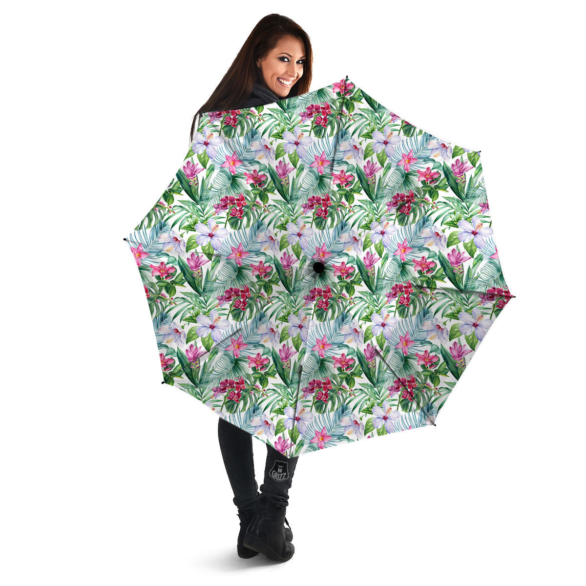 Monstera Hawaii Hibiscus Print Pattern Umbrella-grizzshop