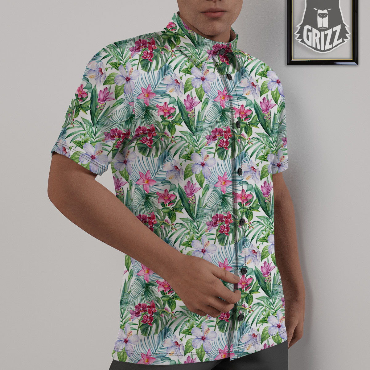 Monstera Hawaii Hibiscus Print Pattern Untucked Shirts-grizzshop