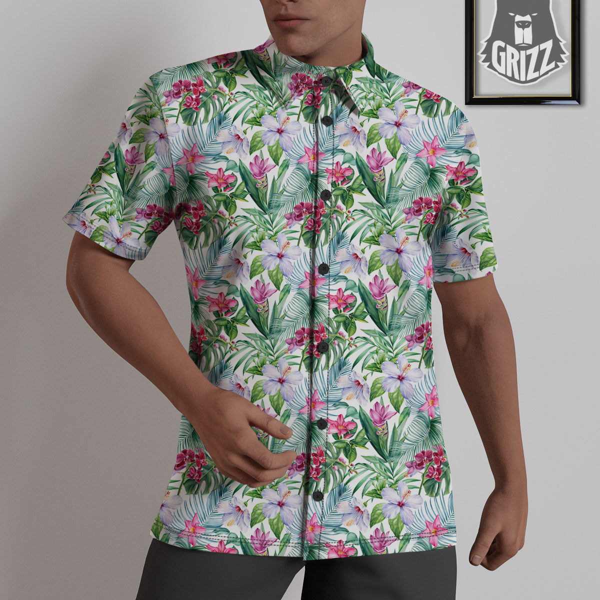 Monstera Hawaii Hibiscus Print Pattern Untucked Shirts-grizzshop