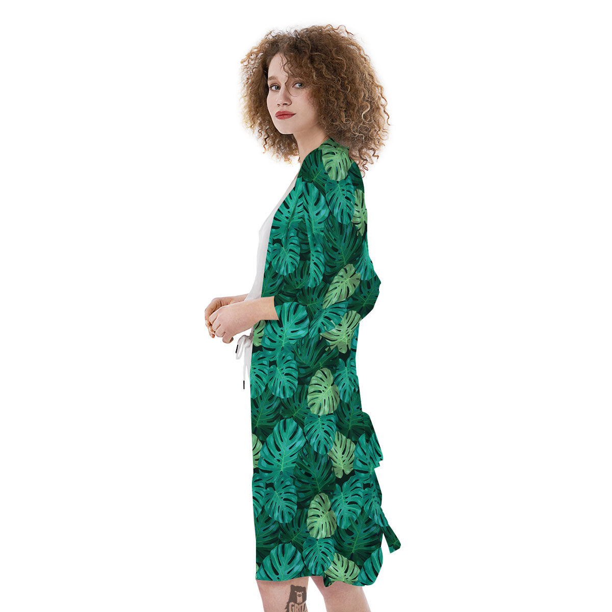 Monstera Leaf Green Print Kimono-grizzshop