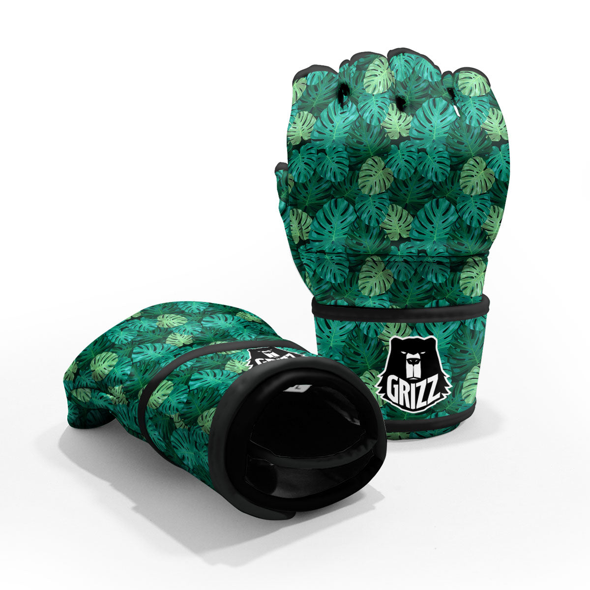 Monstera Leaf Green Print MMA Gloves-grizzshop