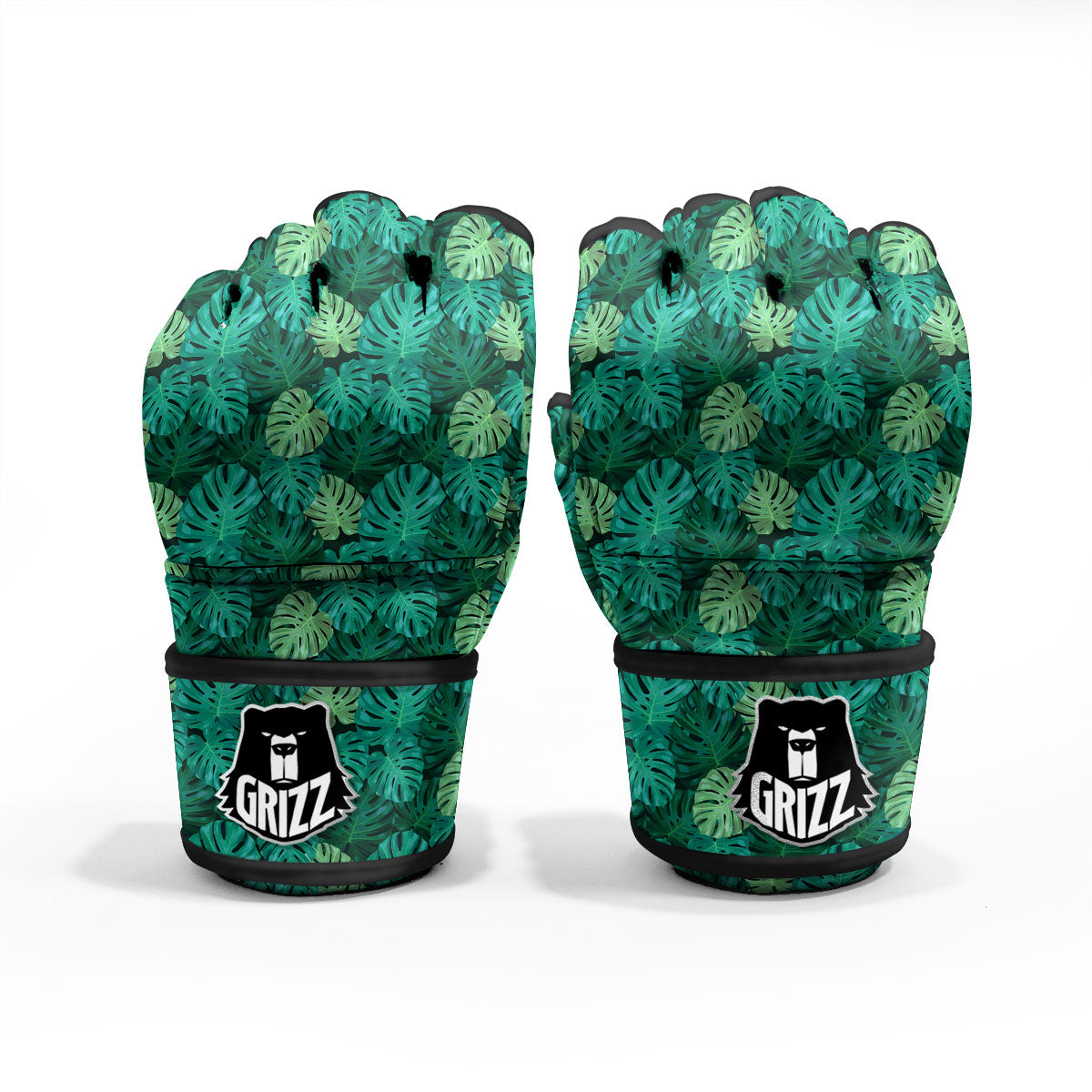 Monstera Leaf Green Print MMA Gloves-grizzshop