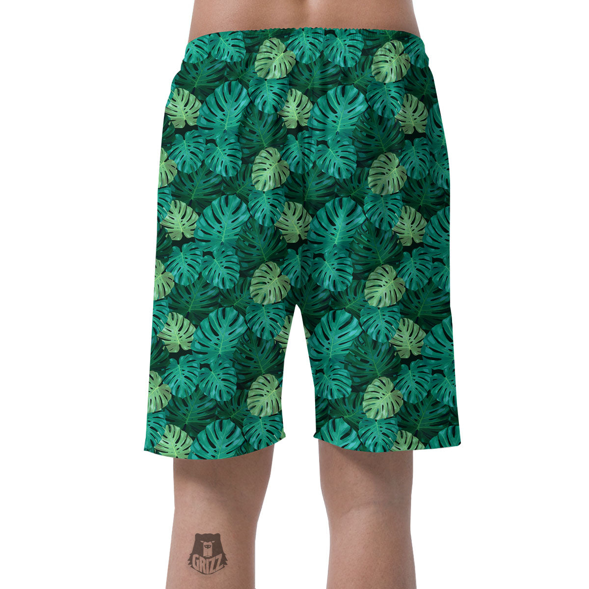 Monstera Leaf Green Print Men's Shorts-grizzshop
