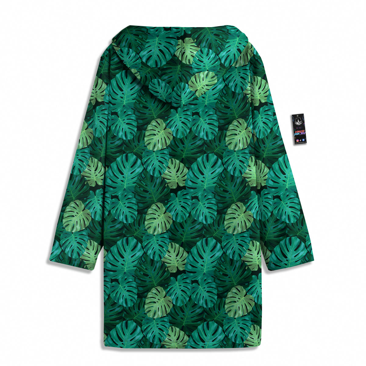 Monstera Leaf Green Print Men's Windbreaker Jacket-grizzshop