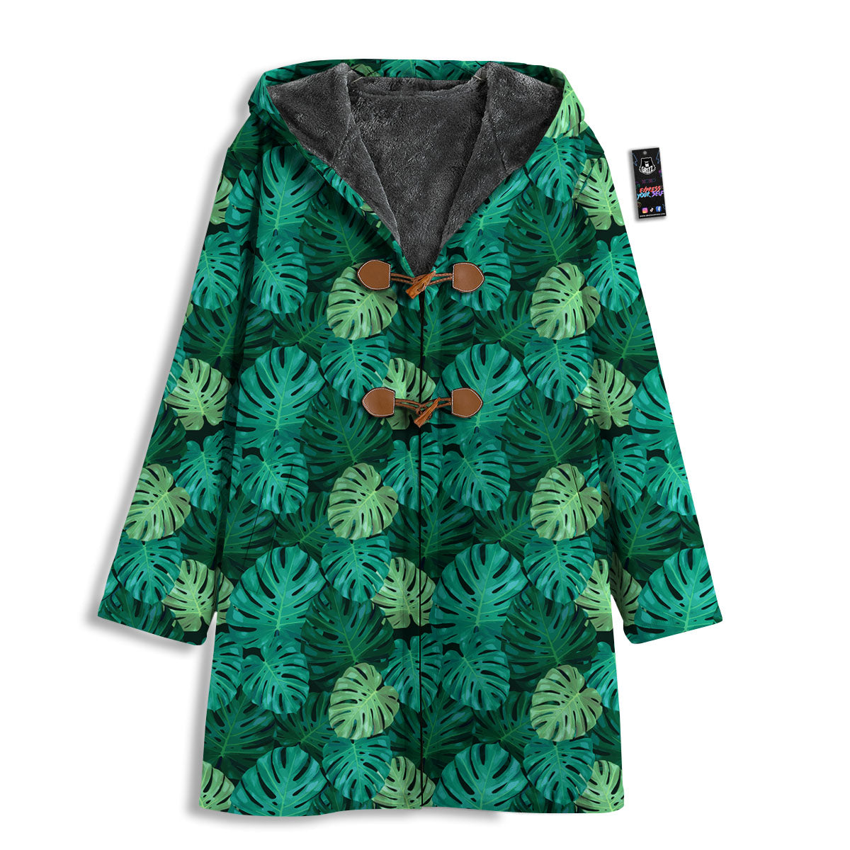 Monstera Leaf Green Print Men's Windbreaker Jacket-grizzshop