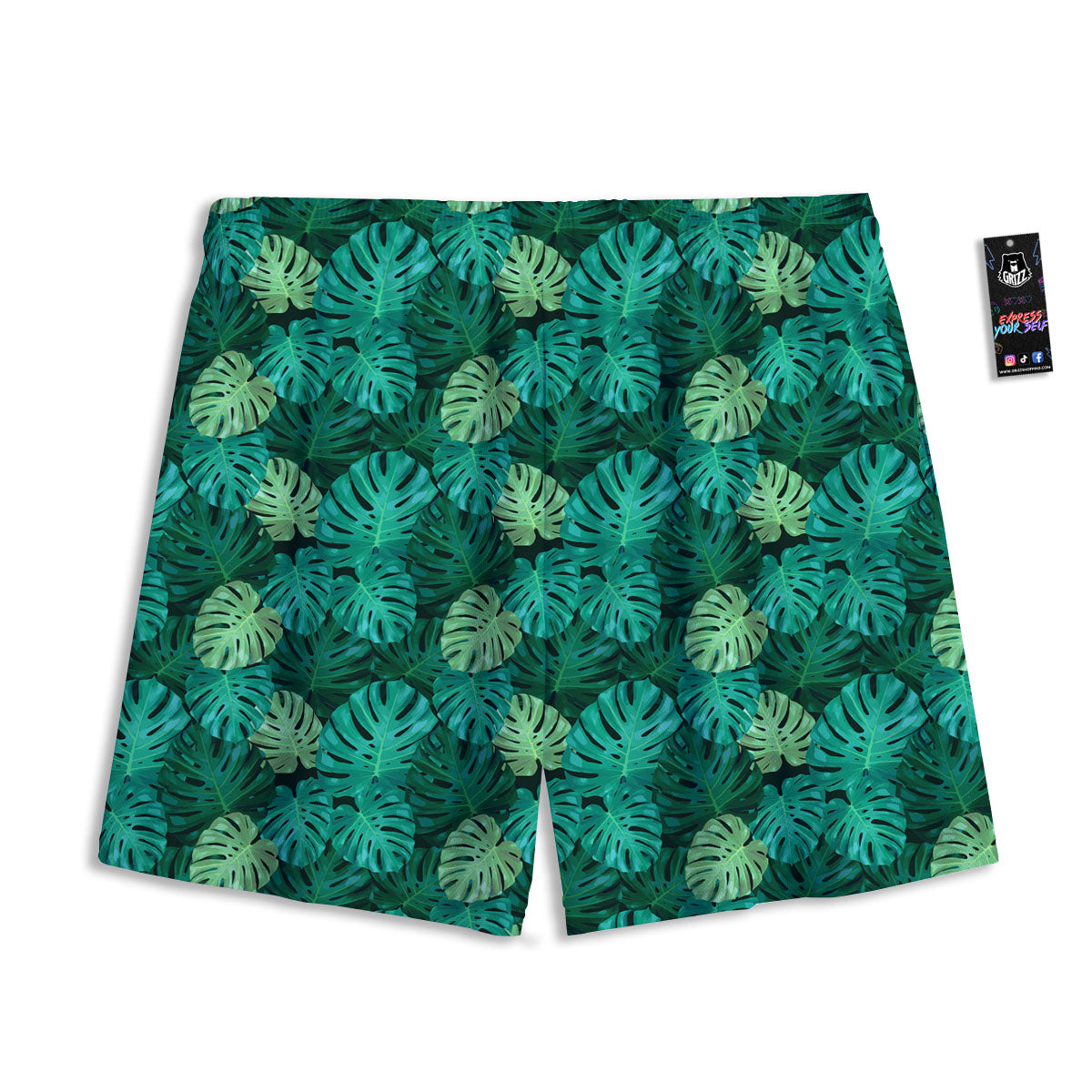 Monstera Leaf Green Print Mesh Shorts