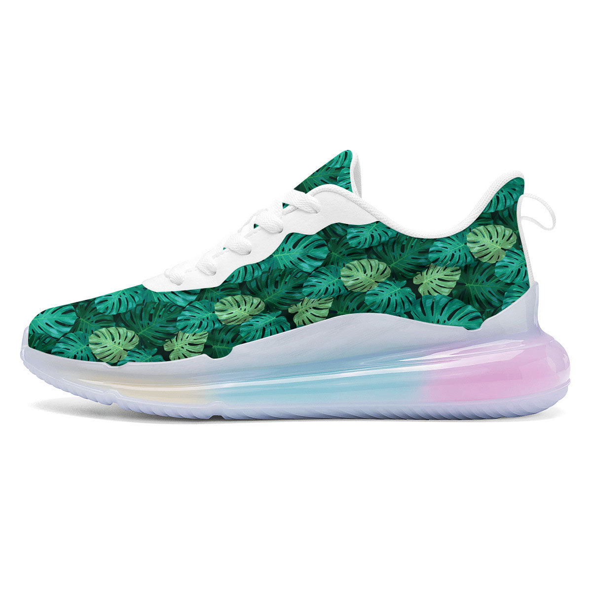 Monstera Leaf Green Print Running Sneakers-grizzshop