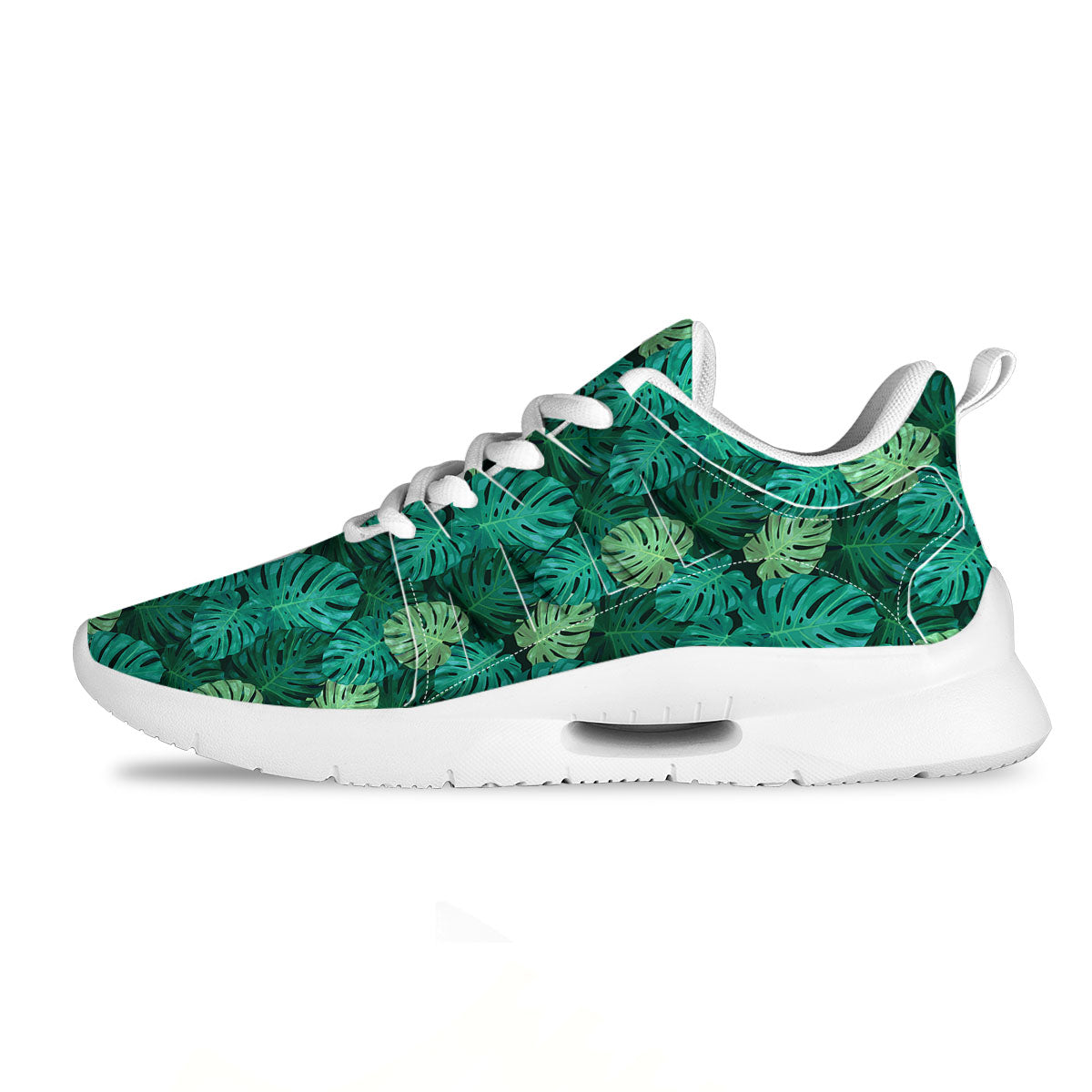 Monstera Leaf Green Print Tennis Shoes-grizzshop