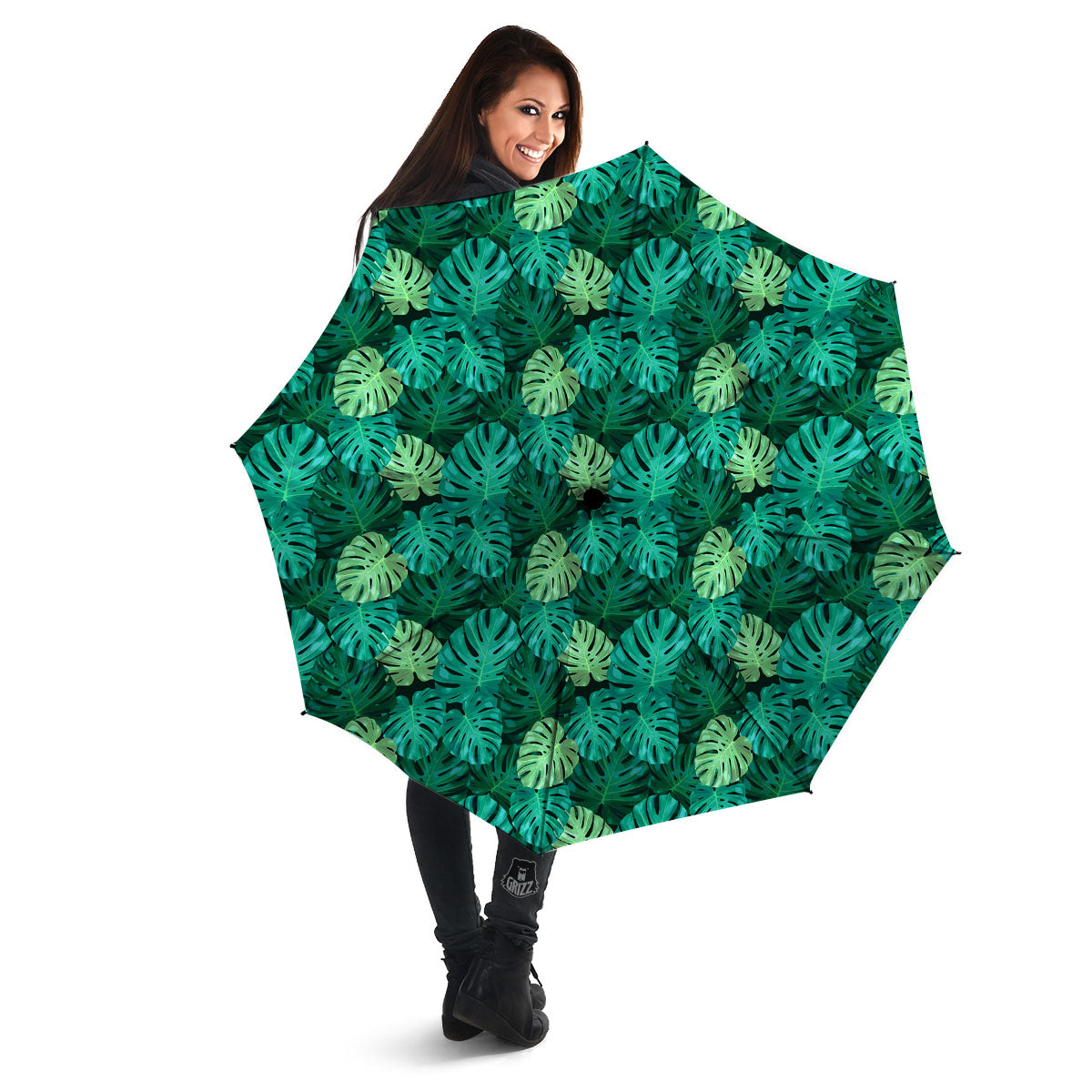 Monstera Leaf Green Print Umbrella-grizzshop