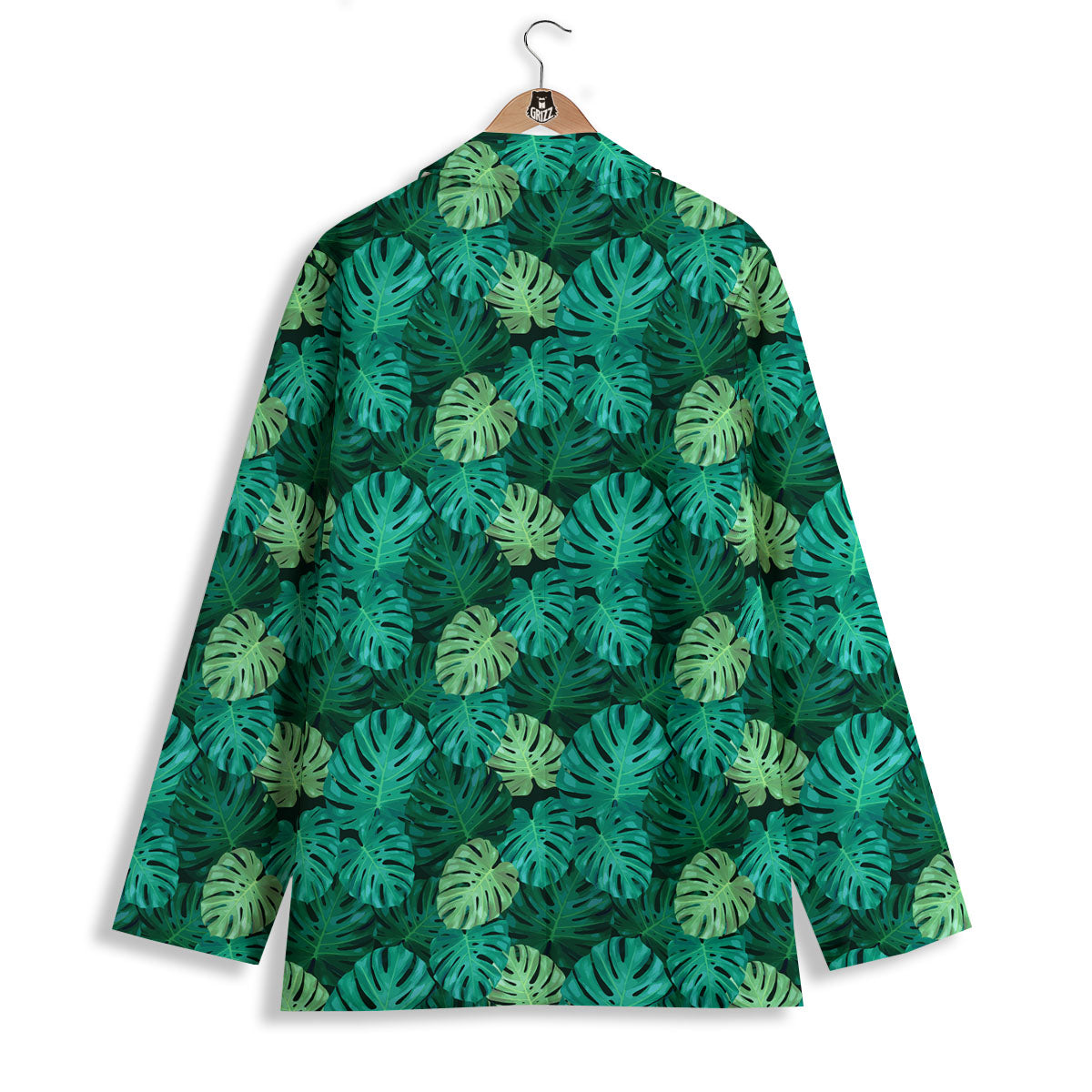 Monstera Leaf Green Print Women's Blazer-grizzshop
