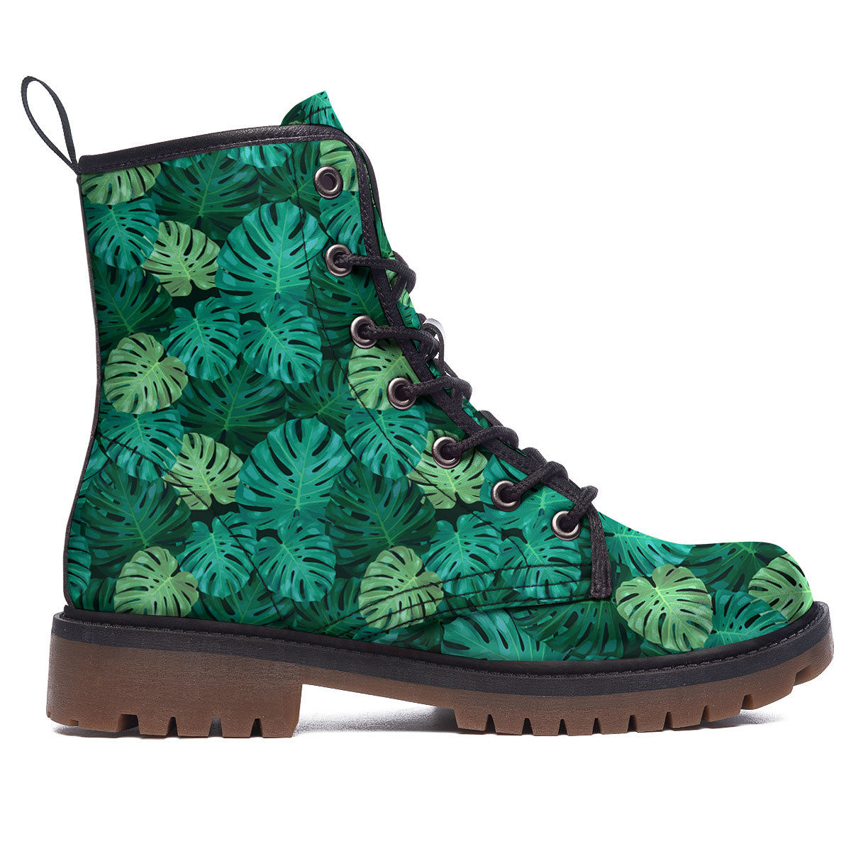 Monstera Leaf Green Print Work Boots-grizzshop