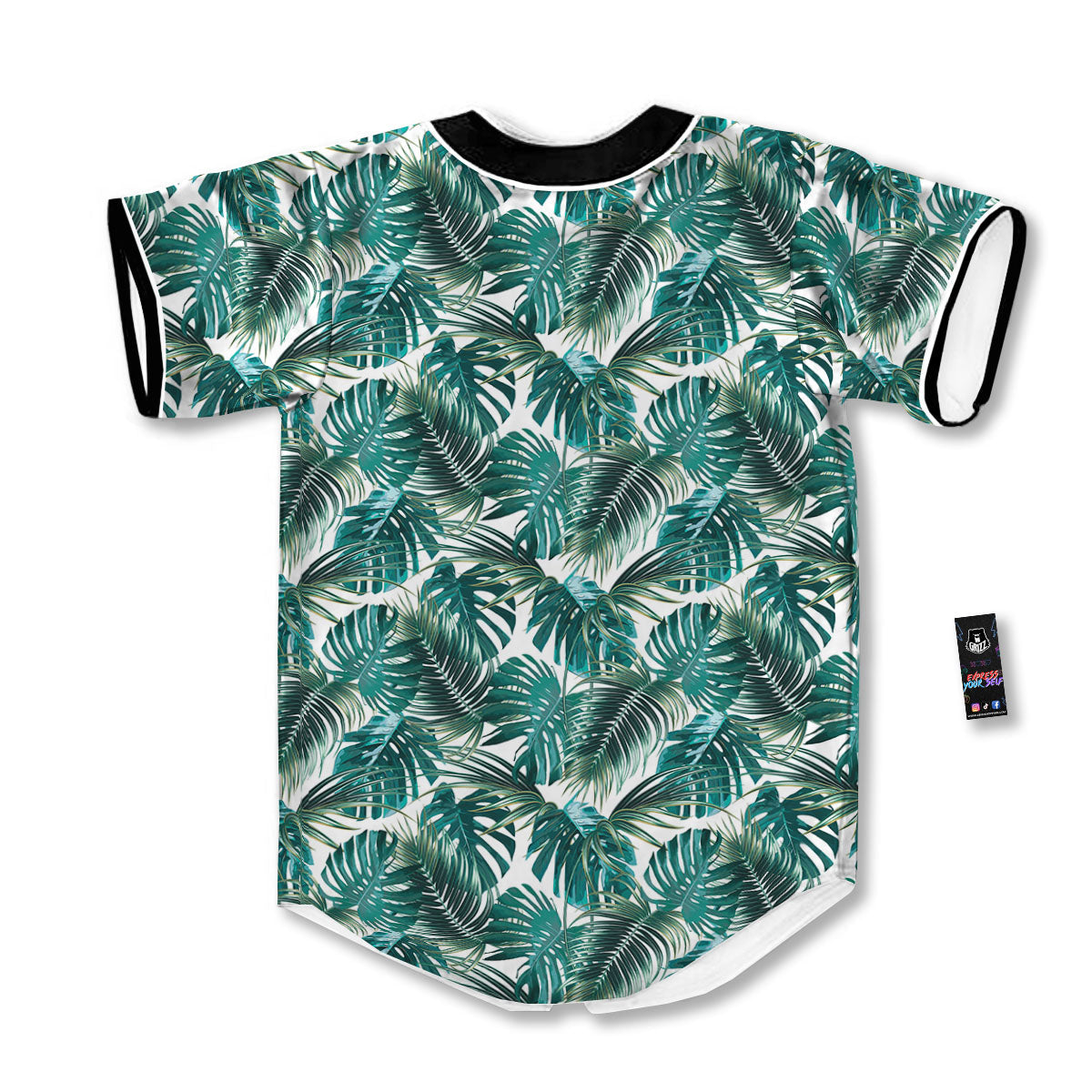 Monstera Leaves Palm Print Pattern Baseball Jersey-grizzshop