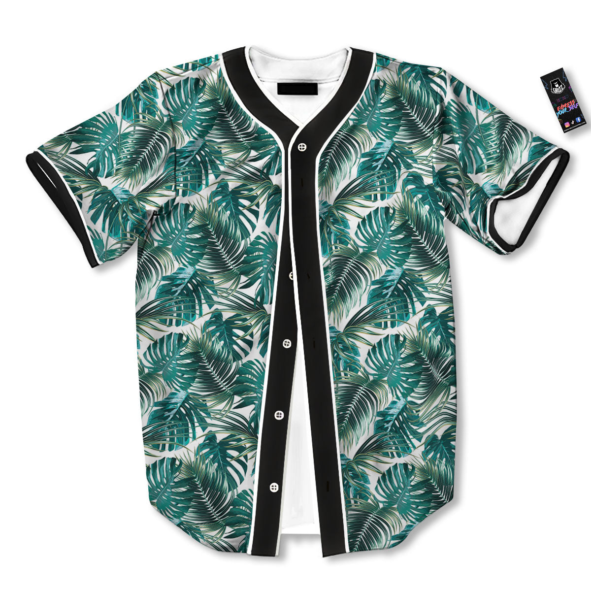 Monstera Leaves Palm Print Pattern Baseball Jersey-grizzshop