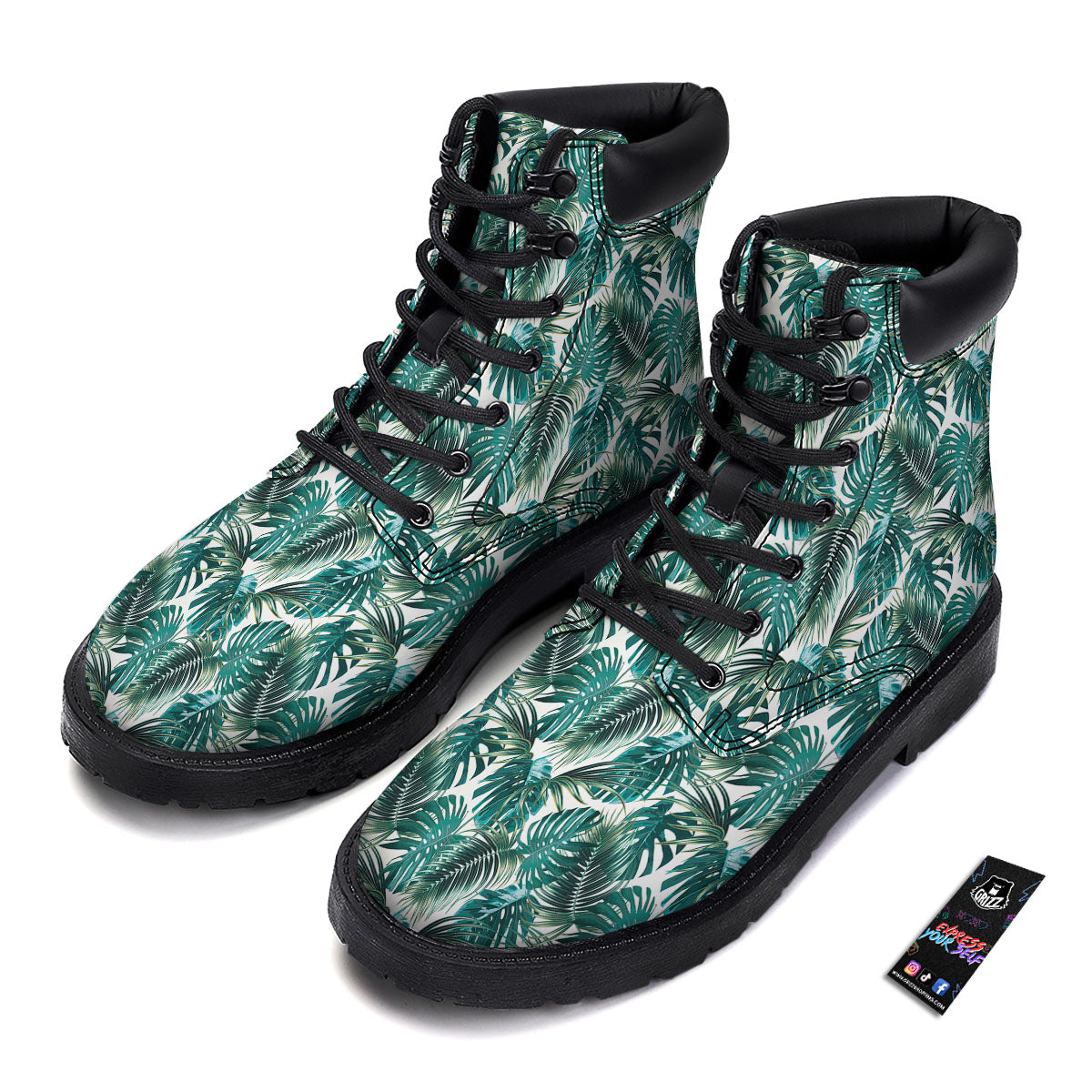 Monstera Leaves Palm Print Pattern Boots-grizzshop