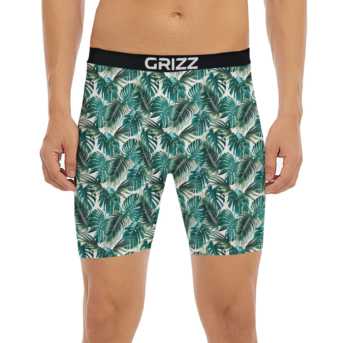 Monstera Leaves Palm Print Pattern Boxer Briefs-grizzshop