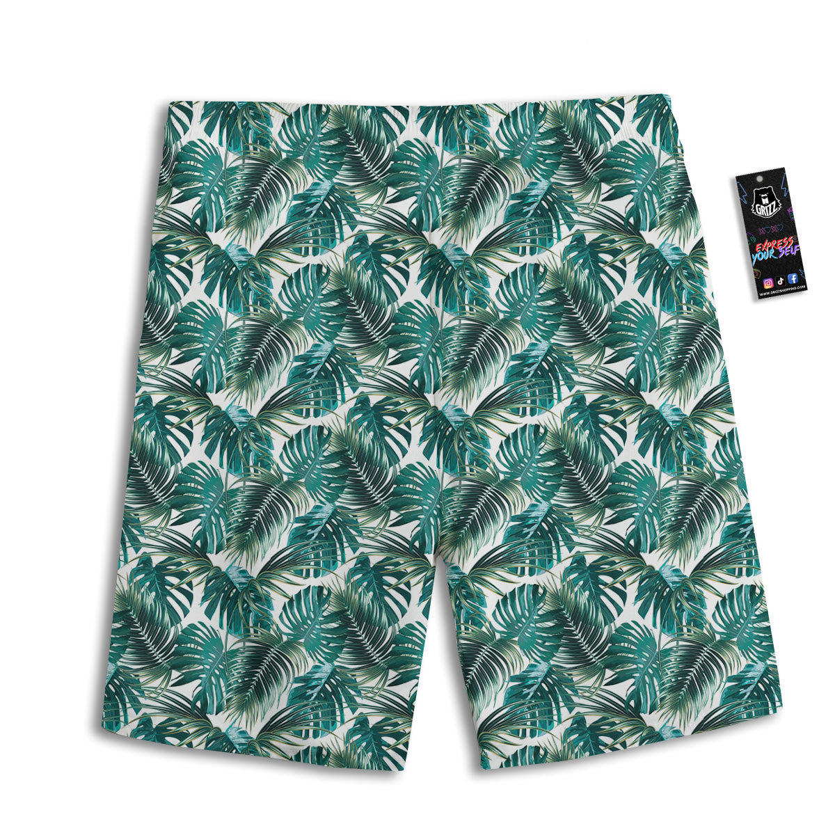 Monstera Leaves Palm Print Pattern Men's Athletic Shorts