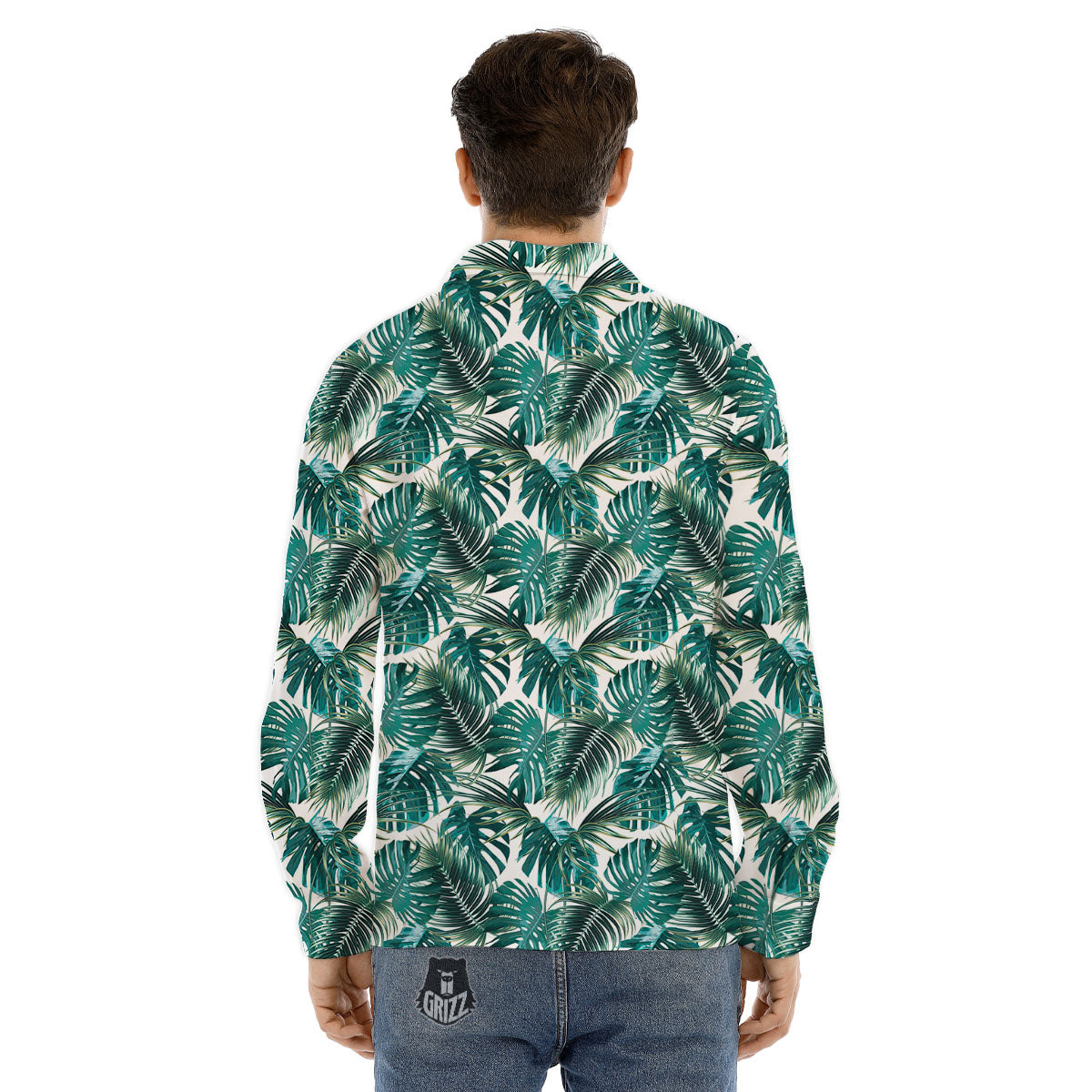 Monstera Leaves Palm Print Pattern Men's Dress Shirts-grizzshop