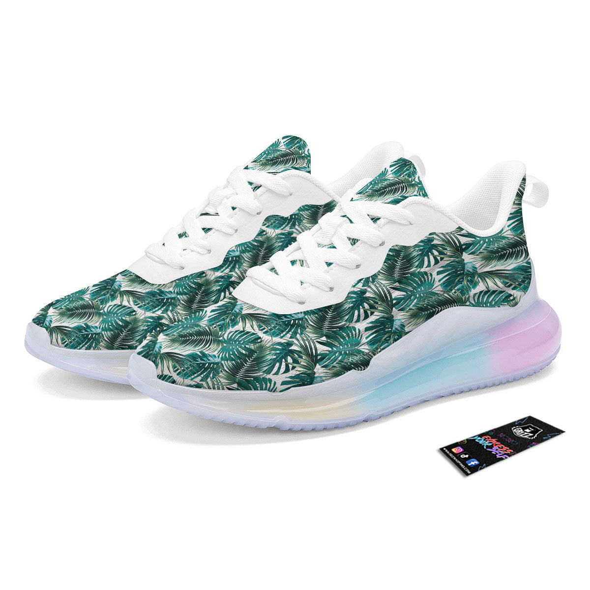 Monstera Leaves Palm Print Pattern Running Sneakers-grizzshop