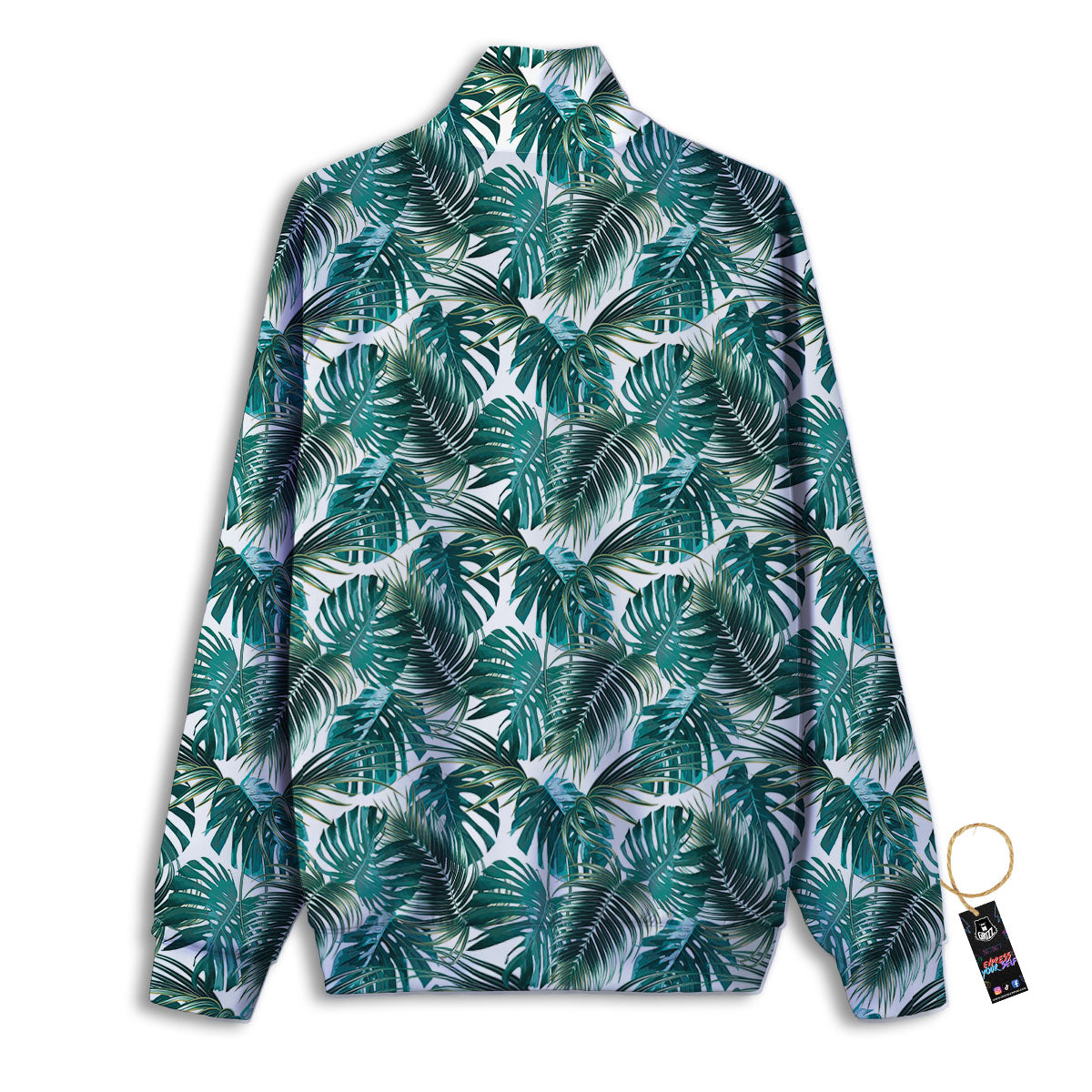 Monstera Leaves Palm Print Pattern Track Jacket-grizzshop