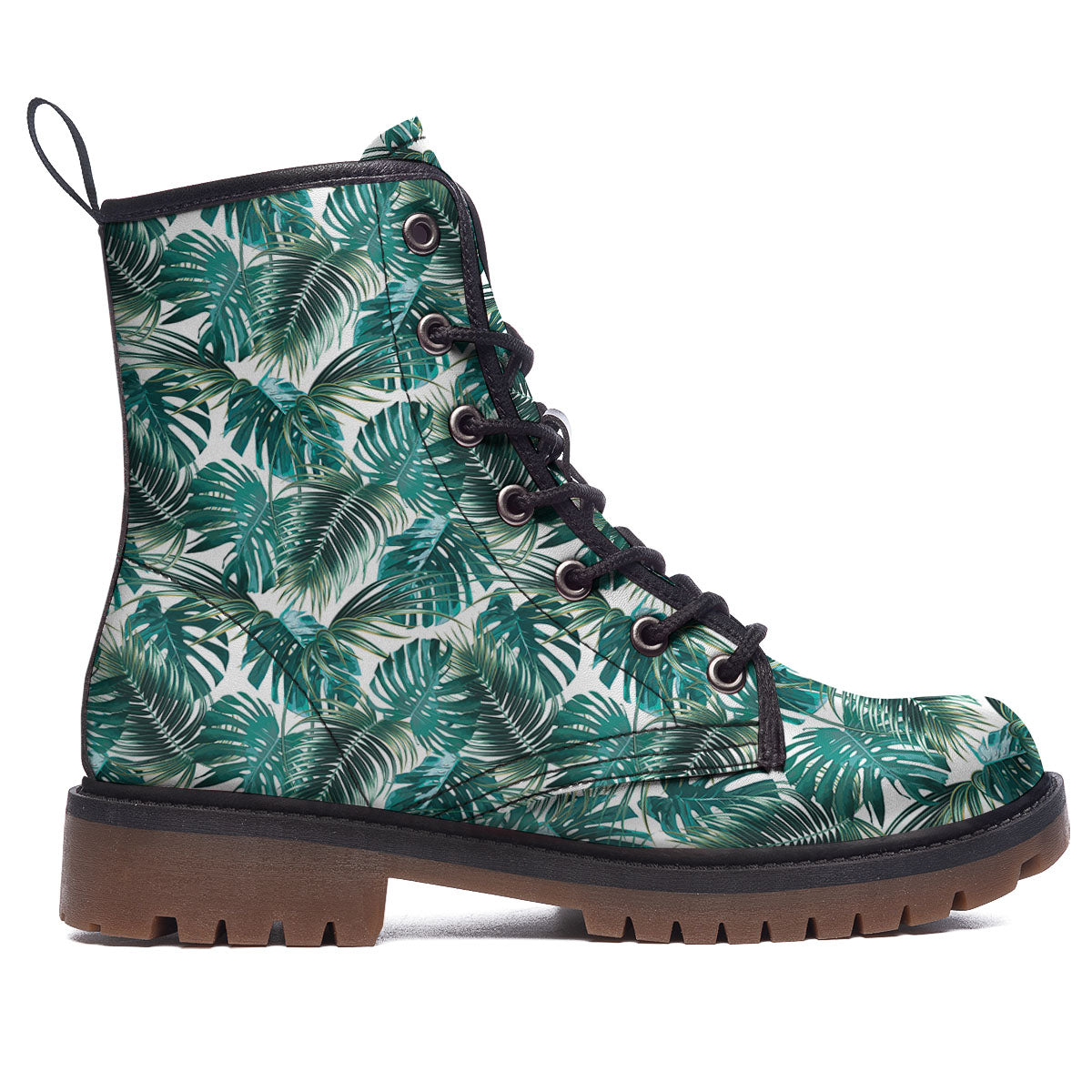 Monstera Leaves Palm Print Pattern Work Boots-grizzshop