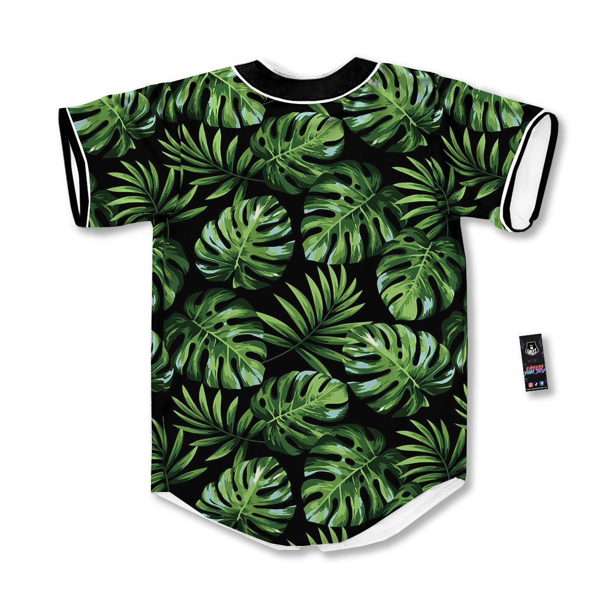 Monstera Leaves Tropical Print Pattern Baseball Jersey-grizzshop