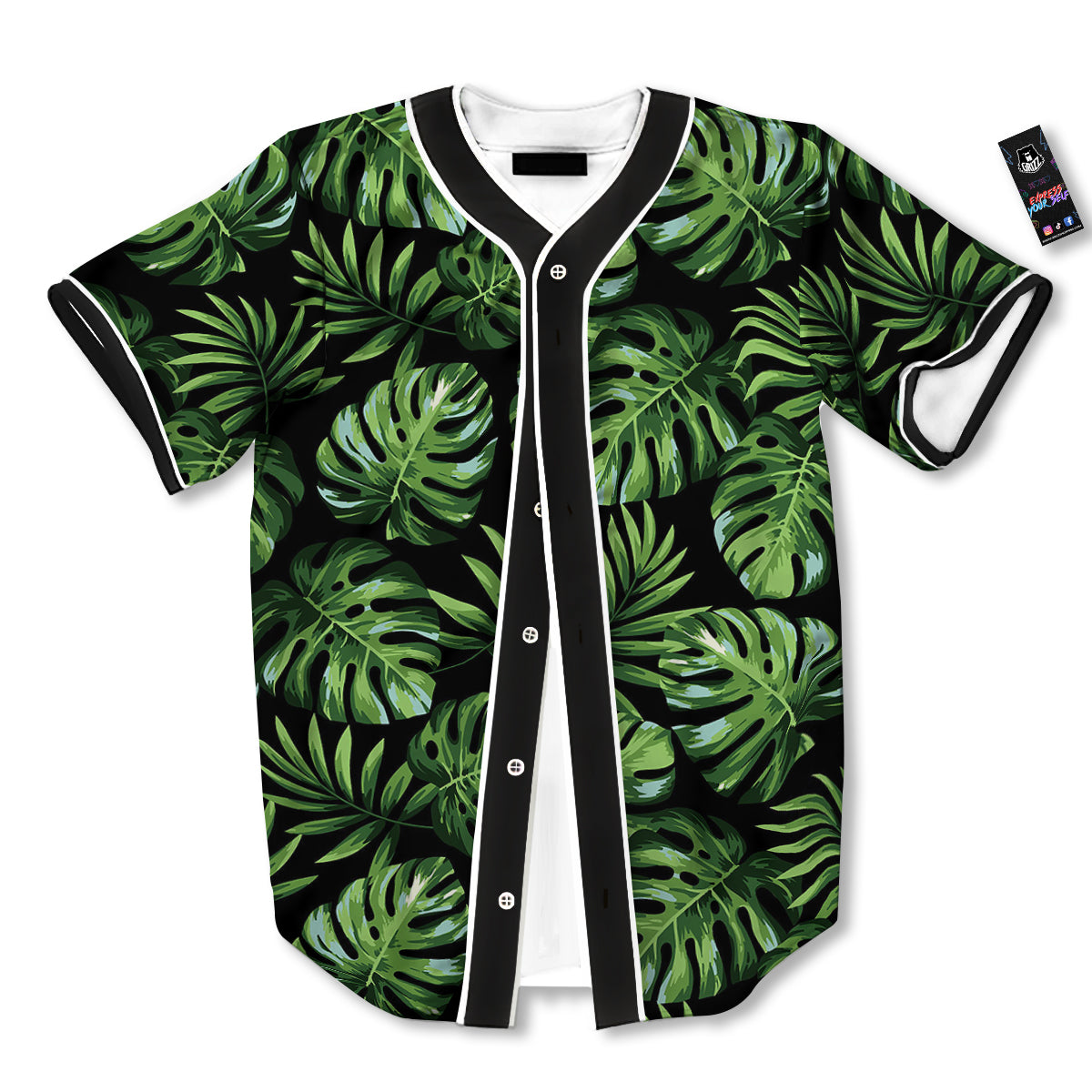 Monstera Leaves Tropical Print Pattern Baseball Jersey-grizzshop