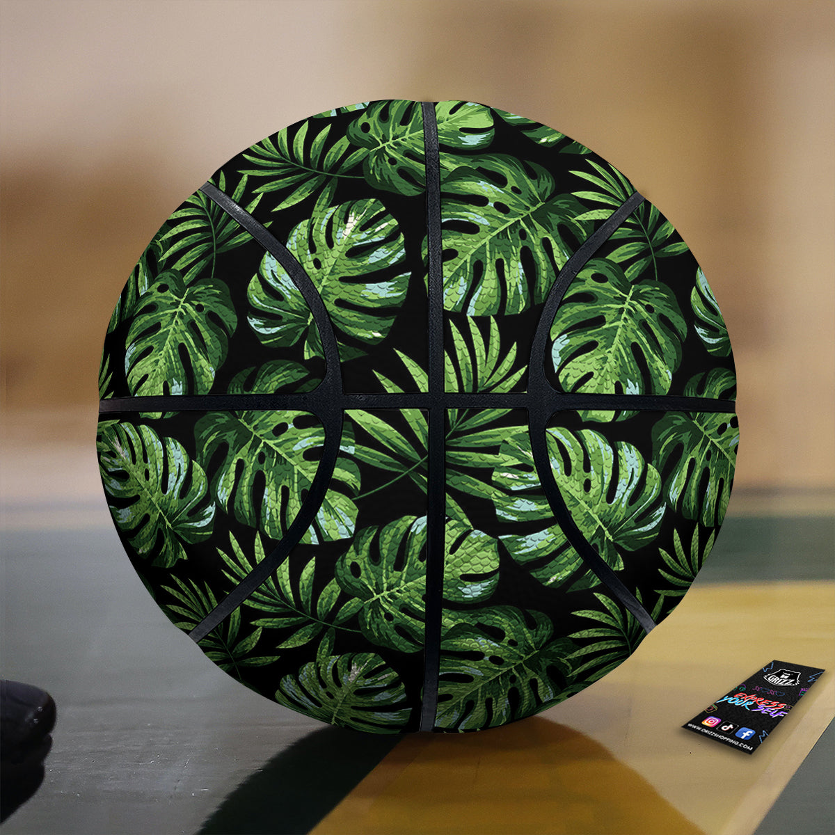 Monstera Leaves Tropical Print Pattern Basketball