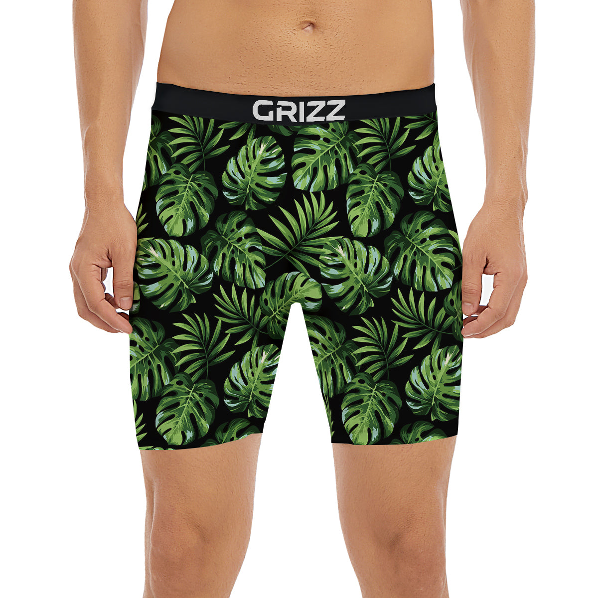 Monstera Leaves Tropical Print Pattern Boxer Briefs-grizzshop