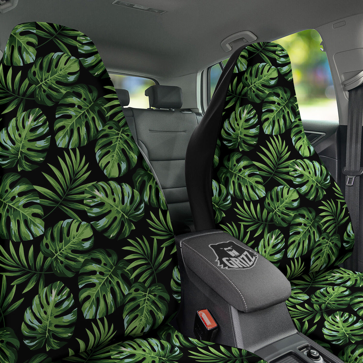 Monstera Leaves Tropical Print Pattern Car Seat Covers-grizzshop