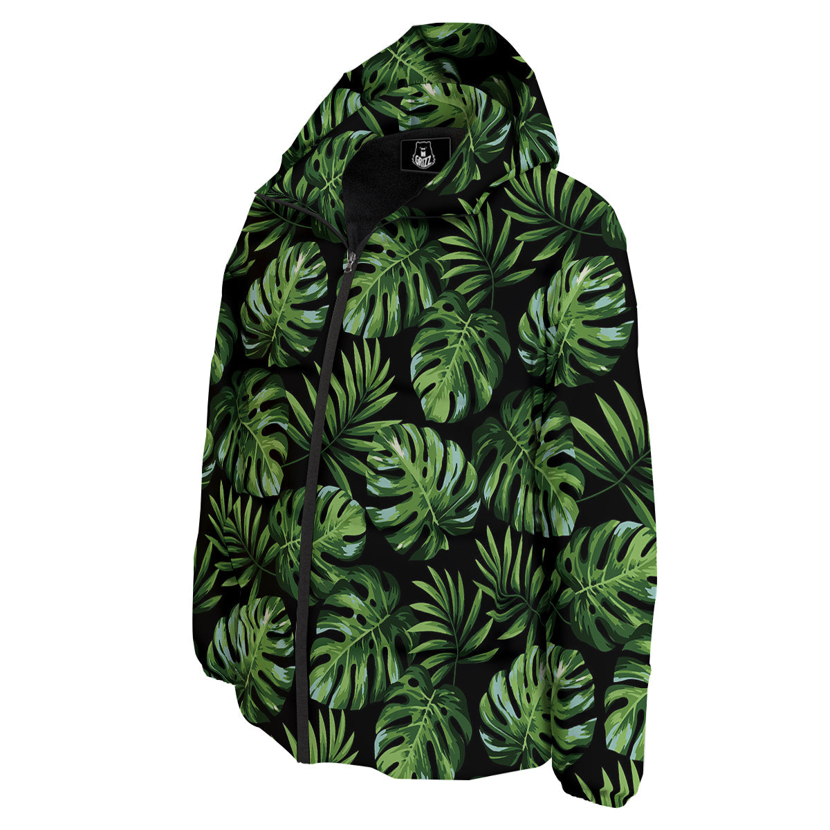 Monstera Leaves Tropical Print Pattern Down Jacket-grizzshop