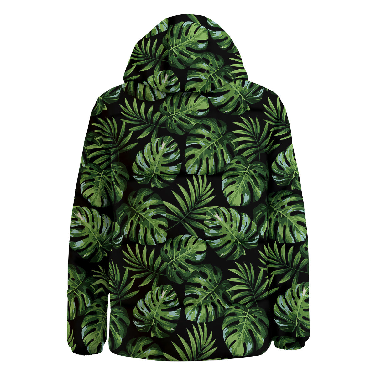 Monstera Leaves Tropical Print Pattern Down Jacket-grizzshop