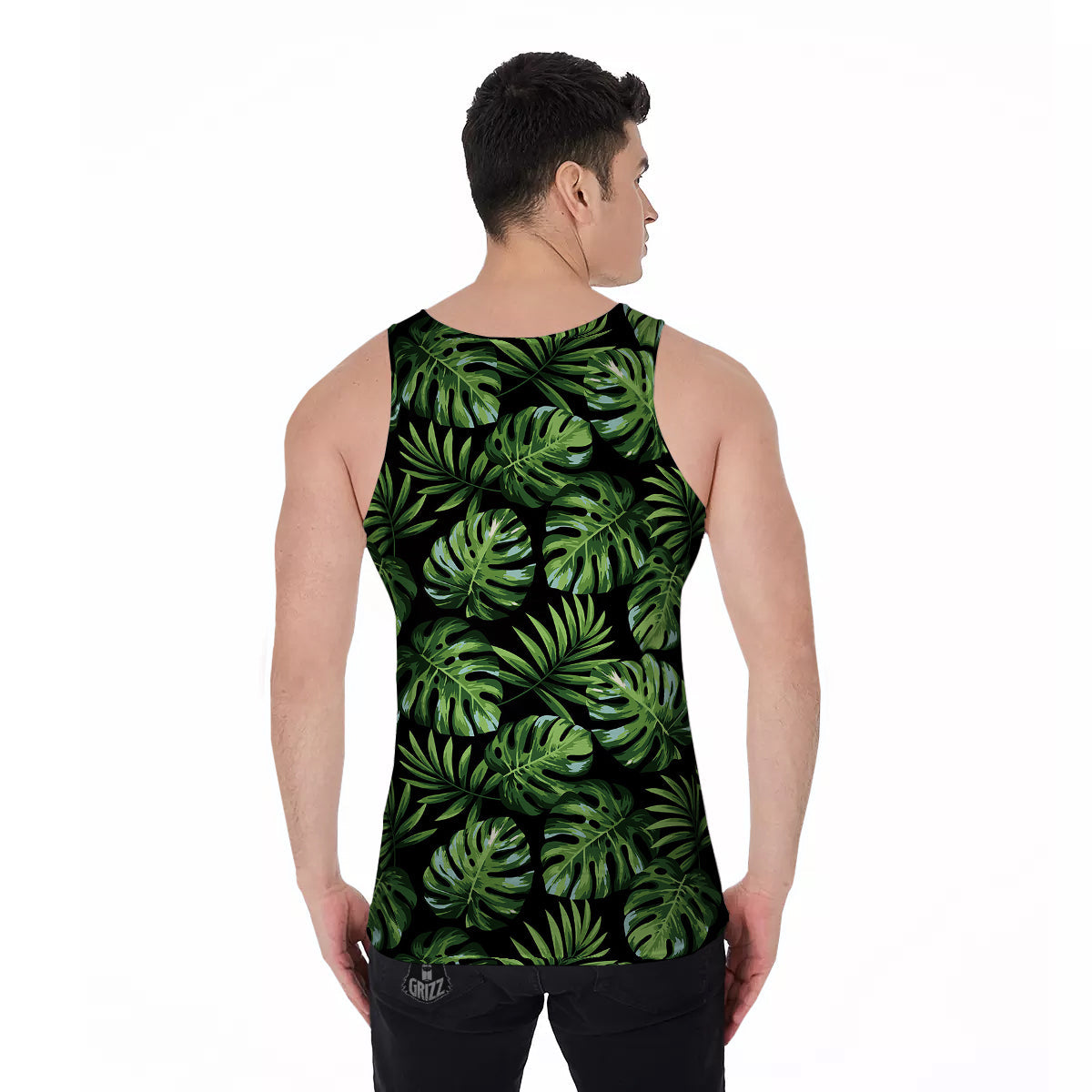 Monstera Leaves Tropical Print Pattern Men's Tank Top-grizzshop
