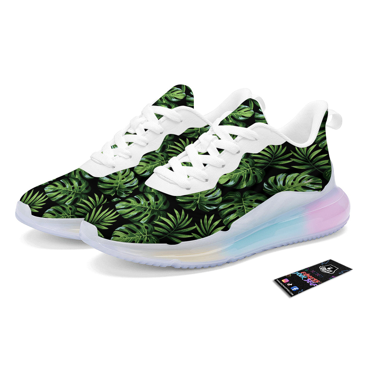 Monstera Leaves Tropical Print Pattern Running Sneakers-grizzshop
