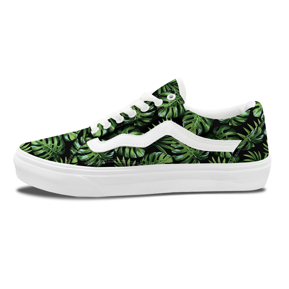 Monstera Leaves Tropical Print Pattern Skate Shoes-grizzshop