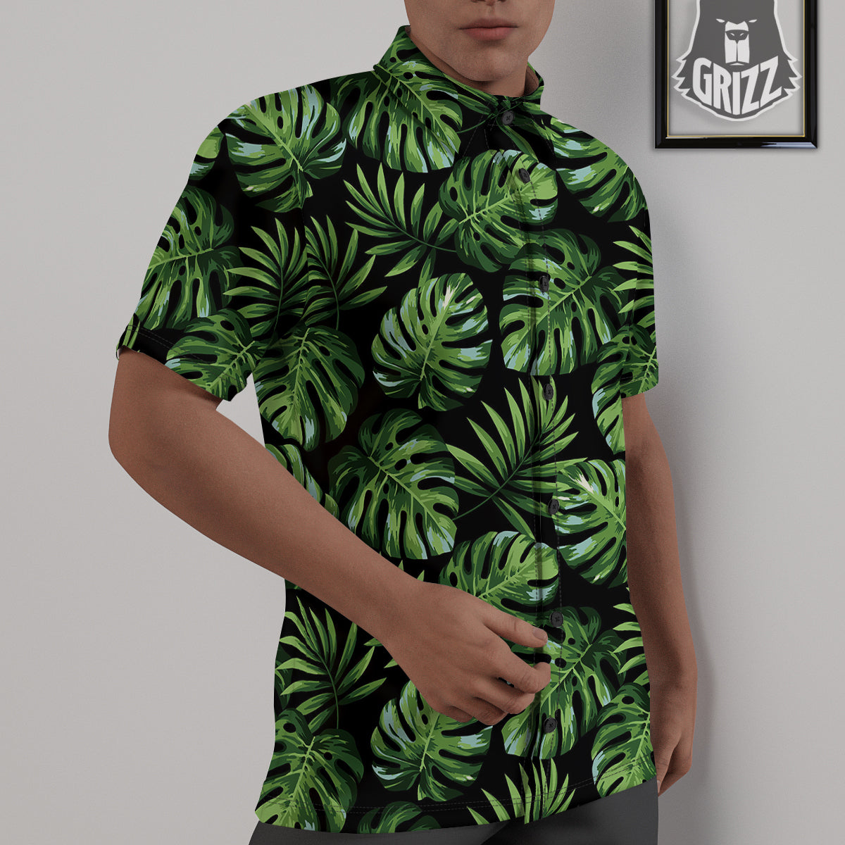 Monstera Leaves Tropical Print Pattern Untucked Shirts-grizzshop