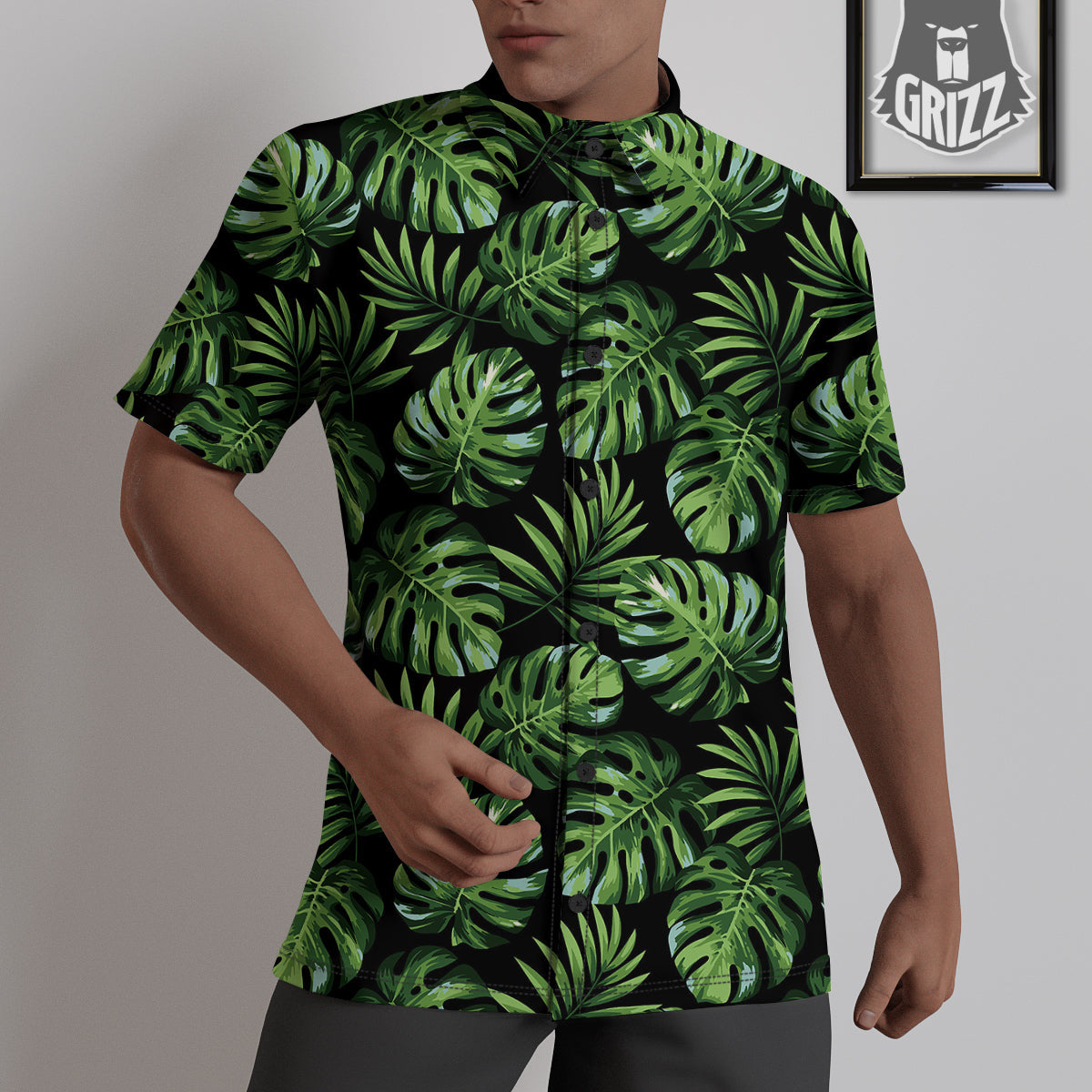 Monstera Leaves Tropical Print Pattern Untucked Shirts-grizzshop