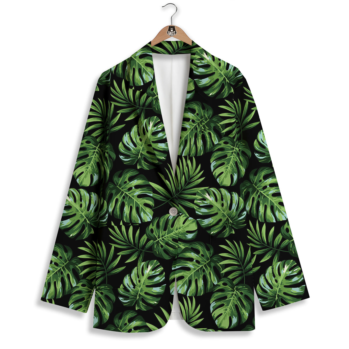 Monstera Leaves Tropical Print Pattern Women's Blazer-grizzshop