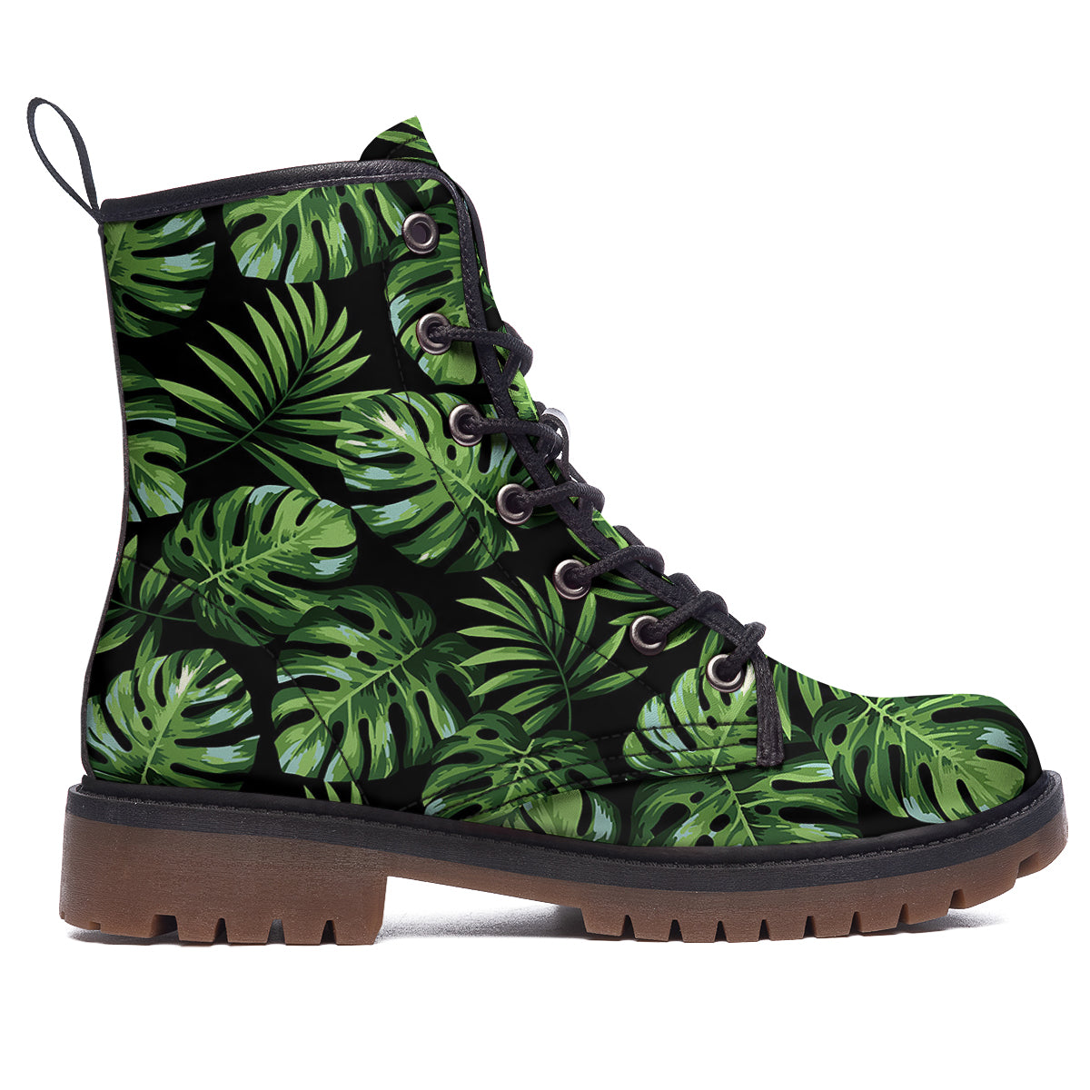Monstera Leaves Tropical Print Pattern Work Boots-grizzshop