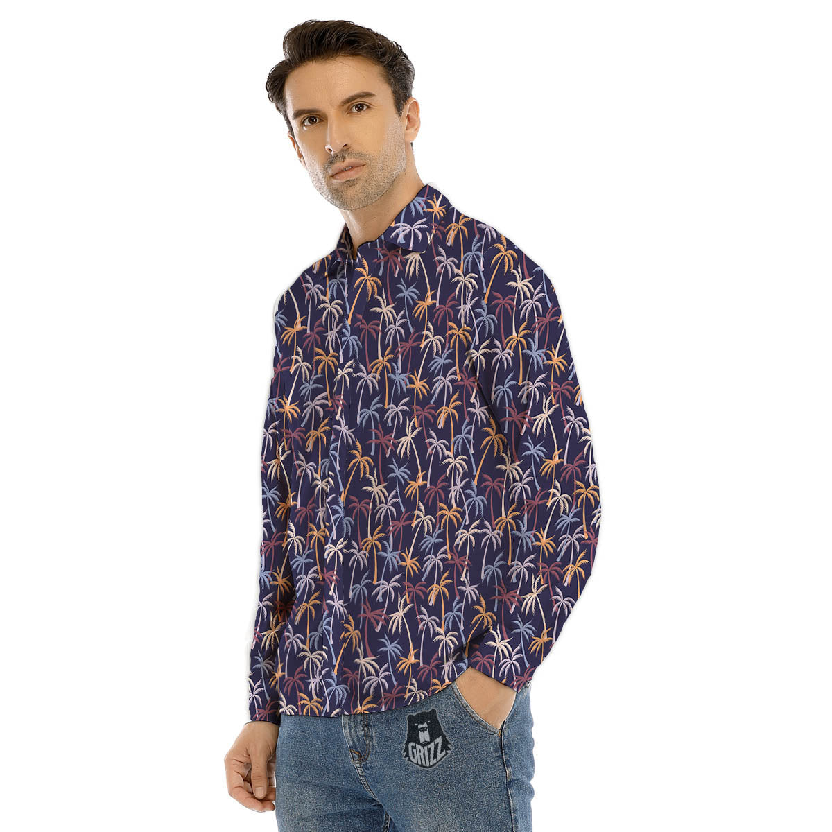 Monstera White And Black Print Pattern Men's Dress Shirts-grizzshop