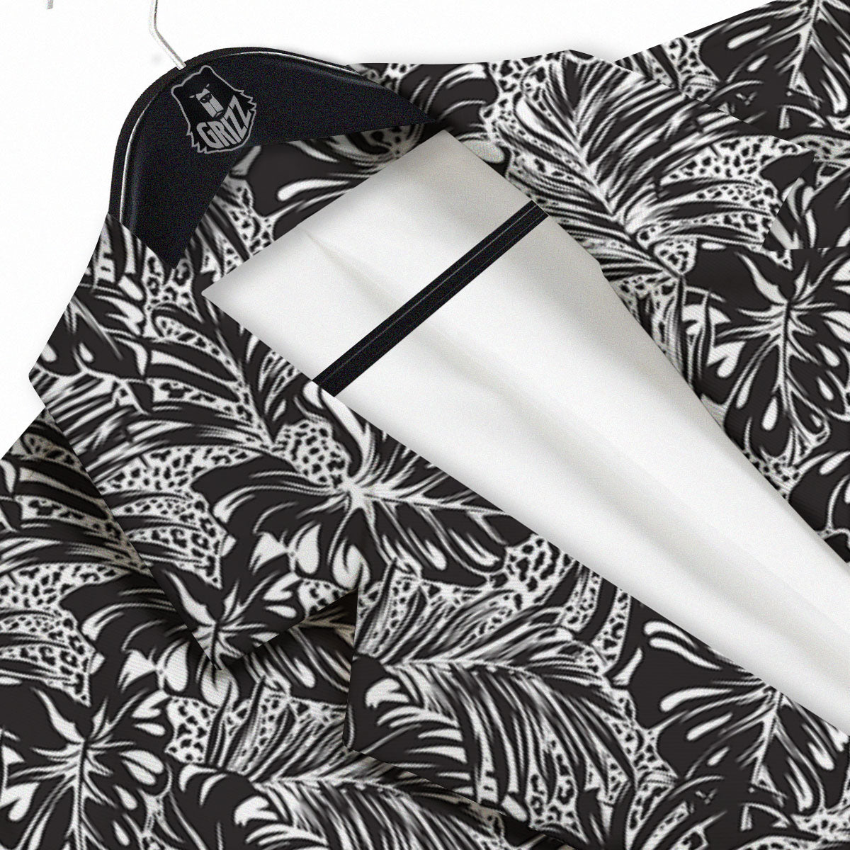 Monstera White And Black Print Pattern Men's Sport Coat-grizzshop