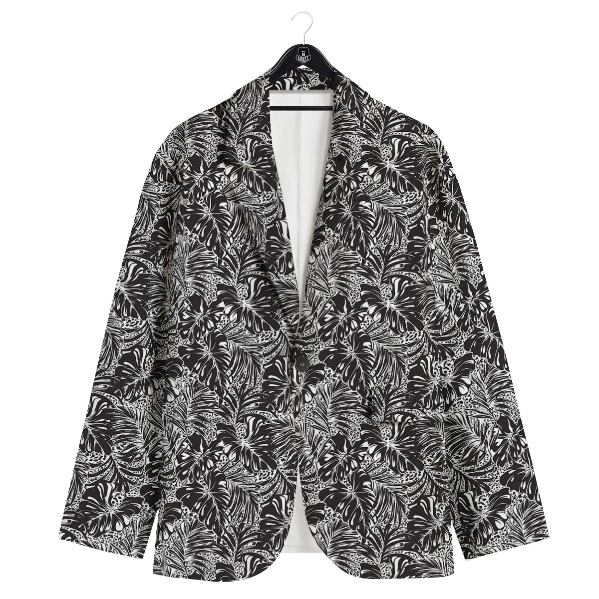 Monstera White And Black Print Pattern Men's Sport Coat-grizzshop