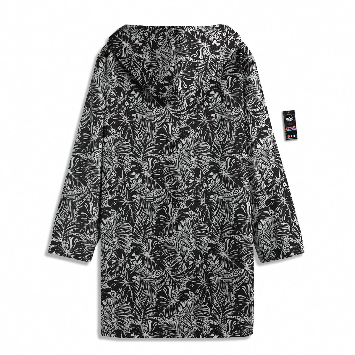 Monstera White And Black Print Pattern Men's Windbreaker Jacket-grizzshop
