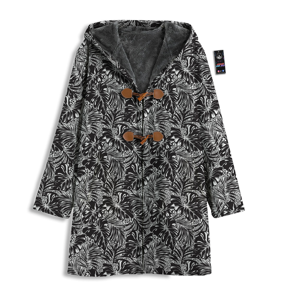 Monstera White And Black Print Pattern Men's Windbreaker Jacket-grizzshop