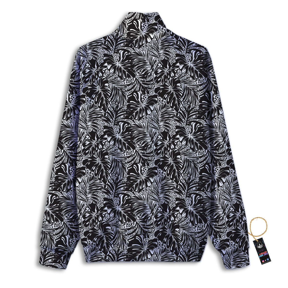 Monstera White And Black Print Pattern Track Jacket-grizzshop