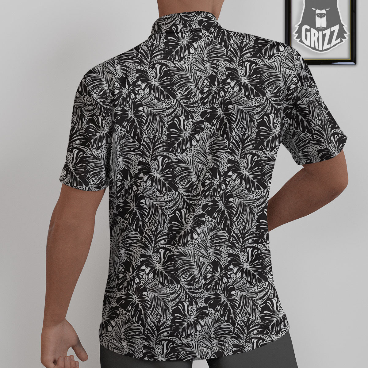 Monstera White And Black Print Pattern Untucked Shirts-grizzshop