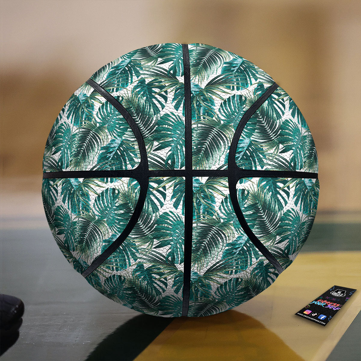 Monstera Leaves Palm Print Pattern Basketball