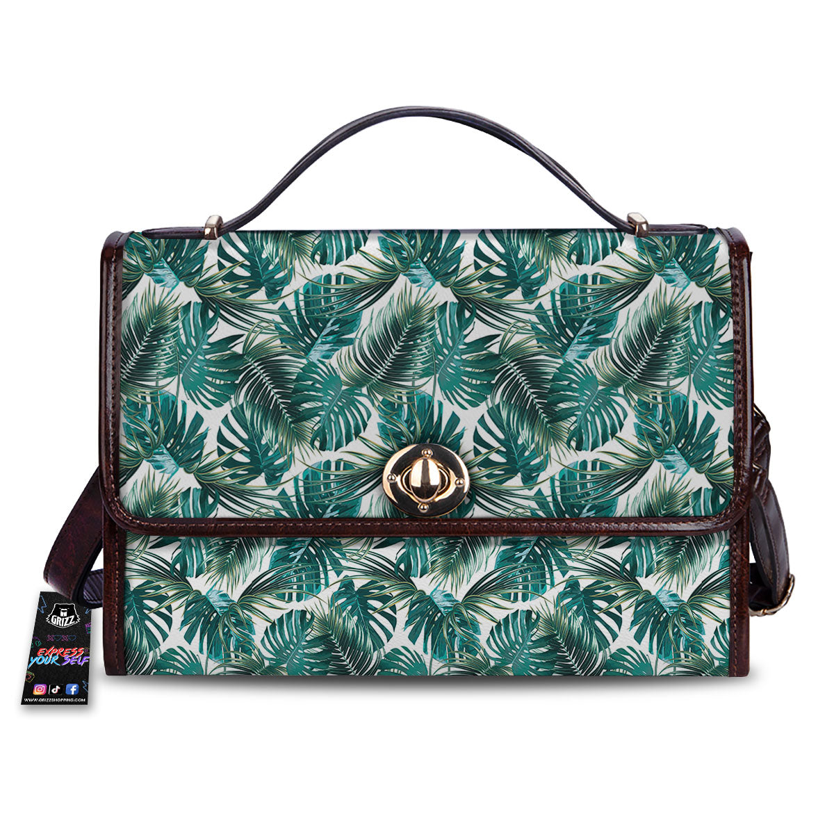 Monstera Leaves Palm Print Pattern Women's Satchel Bag