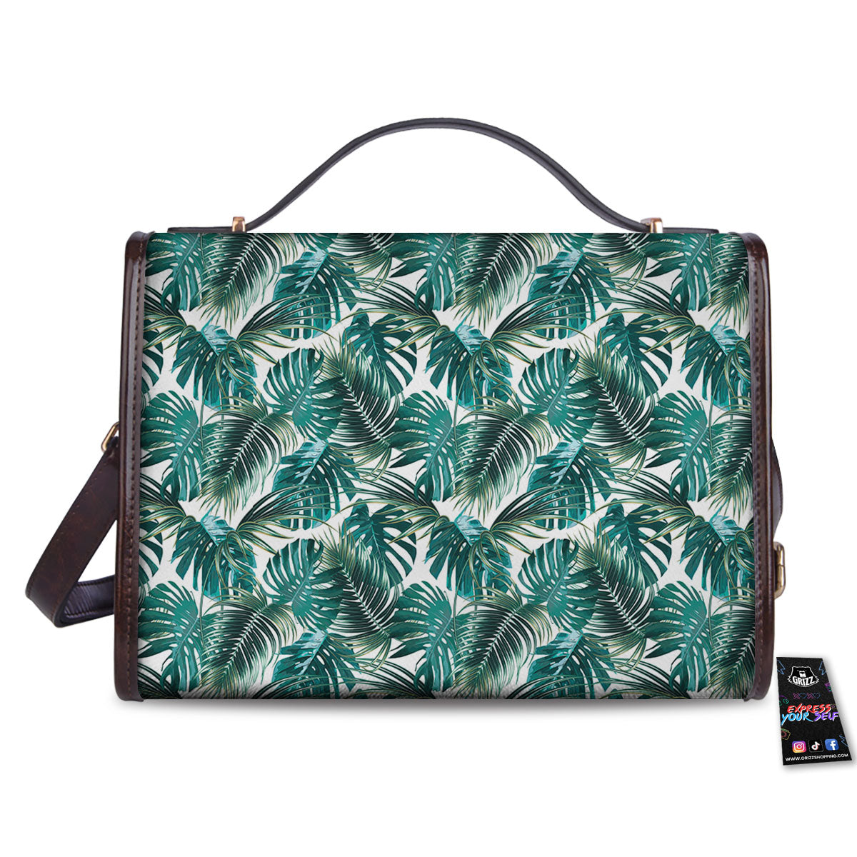 Monstera Leaves Palm Print Pattern Women's Satchel Bag