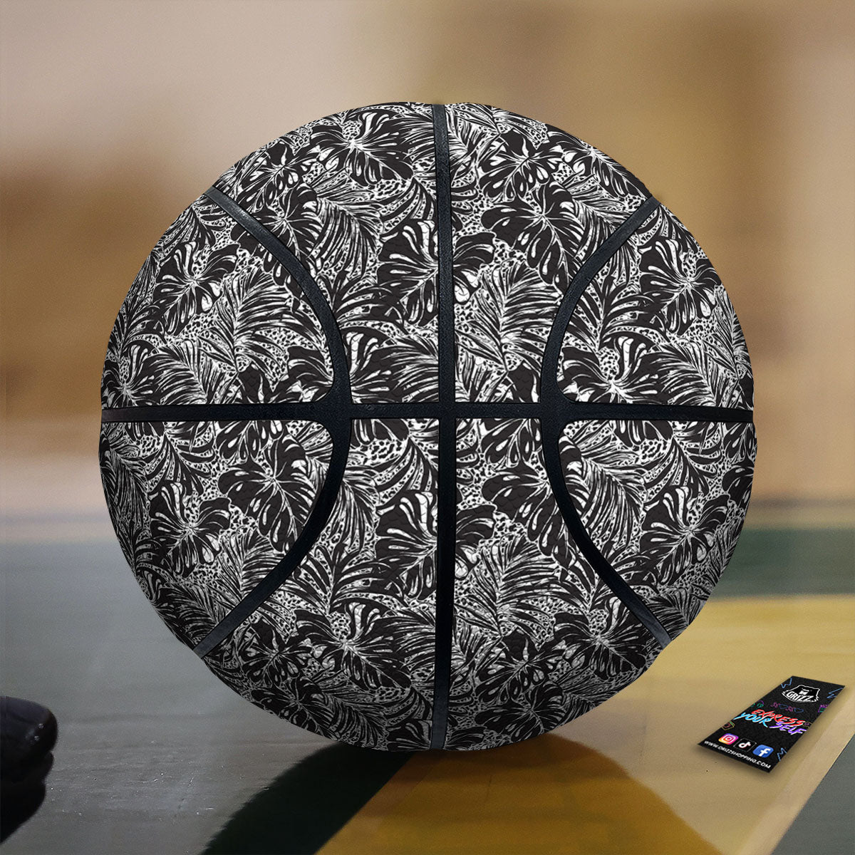 Monstera White And Black Print Pattern Basketball