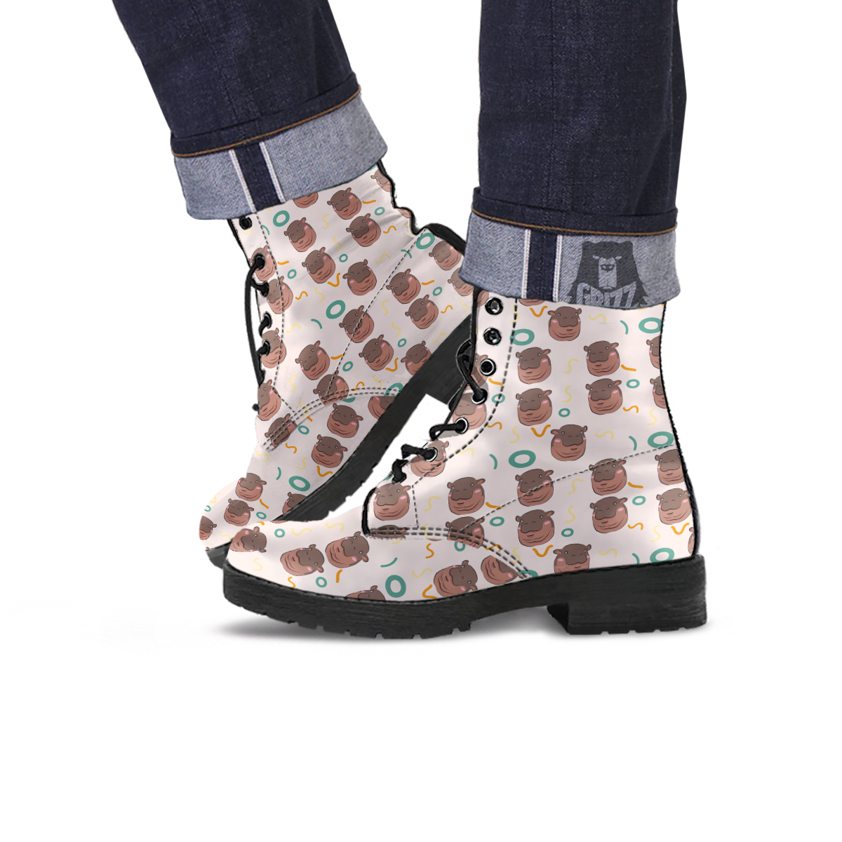 Moo Deng Hippo Leather Boots-grizzshop